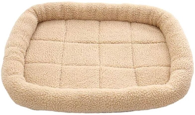 Longziming - Pet Nest Dog Cat Bed Rectangular Bed Warm Plush Nesting Box Bedding Cushion Washable Mattress for Small Medium Dogs Cats 60x50cm Beige