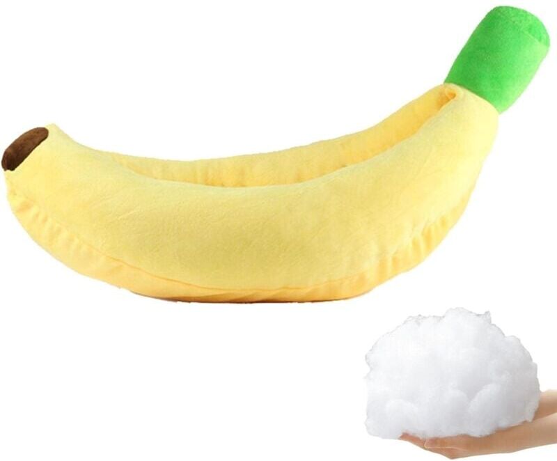 LONGZIMING Plush Dog Cushion Banana Shaped Washable Pet Beds for Small Medium Dogs, Cats - Fluffy Pets Calming Nest Cartoon Dog Bed for The Generic