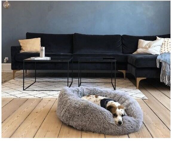 Marco Paul - Pet Bed Dog Cat Cushion Super Soft Puppy Kitten Nest Bed, Round Plush Fabric Shaggy Warm Fluffy Nest (Grey 50cm)