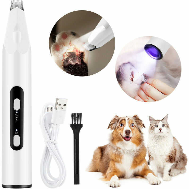Dewdat - Professional Dog Clipper, Quiet Dog Clipper, 2 Speed Electric Dog Grooming Kit, Pet Cat Shaver with led Light and Cat Ringworm Lamp