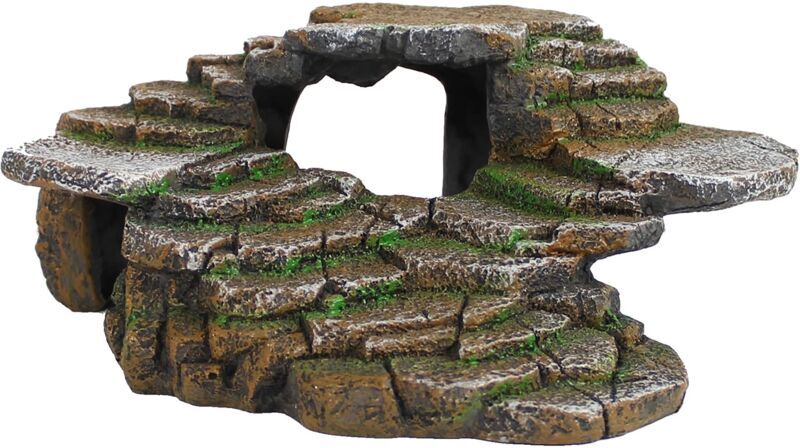 Groofoo - Reptology Shale Scape Step Ledge & Cave Hideout – Basking Area - Decorative Resin for Aquariums & Terrariums – Great for Reptiles,