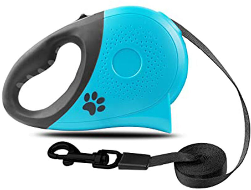 Tlily - Retractable Leash with Light/Flashlight, 360 °Tangle-Free Heavy-Duty, Continuous Charging, with Non-Slip Handle (Blue).