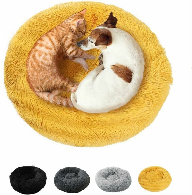 Dewdat - Round Cushion 50cm Pet Bed Cat Cushion Basket Dog Cat Bed Round Dog Cat Bed Basket Donut Soft Calming Comfy Dog Bed Cat Cushion