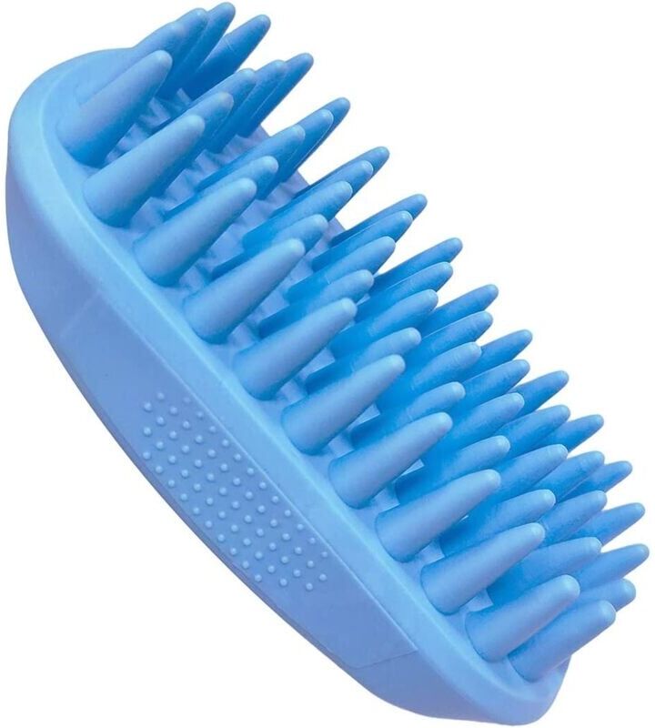 AOUGO Silicone Pet Shampoo Brush for Long and Short Hair Medium Pets Dogs Cats, Non-Slip Rubber Dog Cat Mouse Grooming Shower Bath Brush Massage Comb (Blue