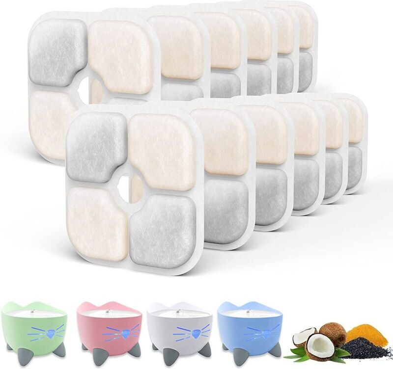 Sollbry - 12 Pack Cat Water Fountain Filters Compatible with Catit pixi Drinking Fountain, Pet Fountain Replacement Filter with Triple Filtration
