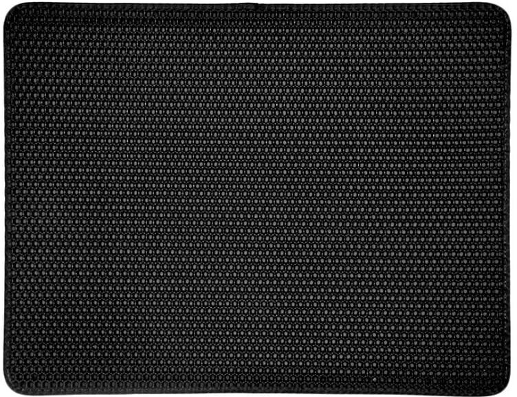 Sollbry - Black Cat Litter Mat for Litter Box, Non-Slip Large Size Double Layer Honeycomb Cat Litter Mat, Anti-Tracking Cat Mat, Washable and Easy to