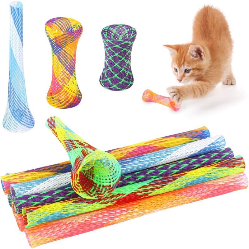 Longziming - Spring Tube Toy 25 Pcs Colorful Interactive Cat Toy Cat Spring Funny Nylon Cat Spring Retractable Flexible Spring Tube Toy for Pet
