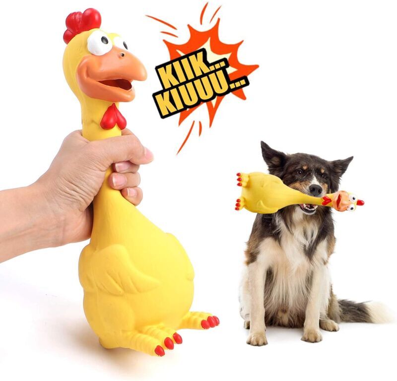 Longziming - Squeaky Yellow Rubber Chicken, Pet Toys, Dog Toys, Chew Toys, Indestructible, Super Durable, Fun, Suitable for Small, Medium or Large