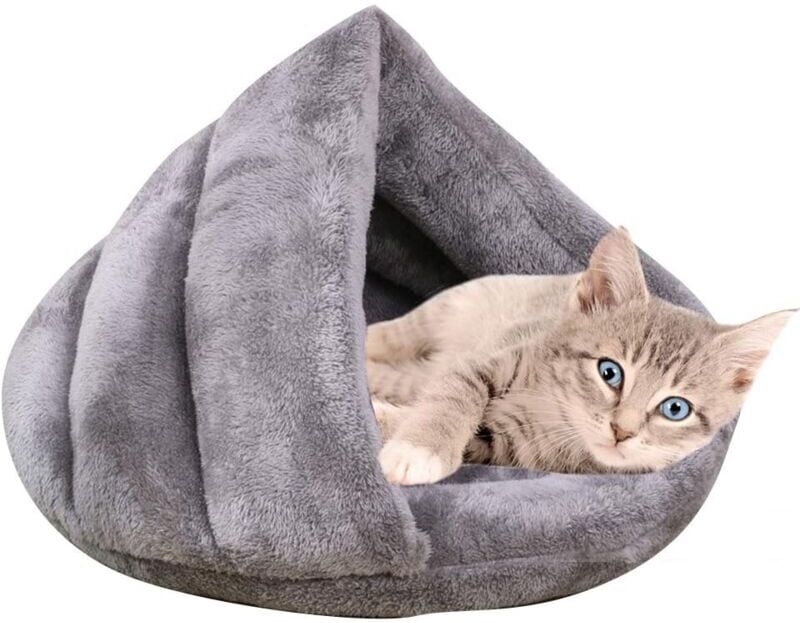 MEMKEY Super Warm Pet Bed, Cat House, Cushion, Sleeping Bag for Pets and Small Dogs (m: 60 x 50 x 32 cm, Gray)