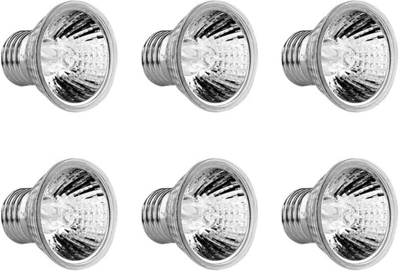 BEIJIYI Turtle Heater Bulb, UVA UVB 75W E27 Reptile Heater Bulb Reptile Aquarium Heater Lamp Full Spectrum Halogen Bulb for Reptiles Lizard Tortoise - 6 Pack