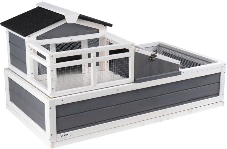 VEVOR 3-Room Tortoise House,Tortoise Habitat with Balcony & 2 Stories, Wooden Tortoise Enclosure Indoor & Outdoor with Ramp, Tray, Openable Roof, Large
