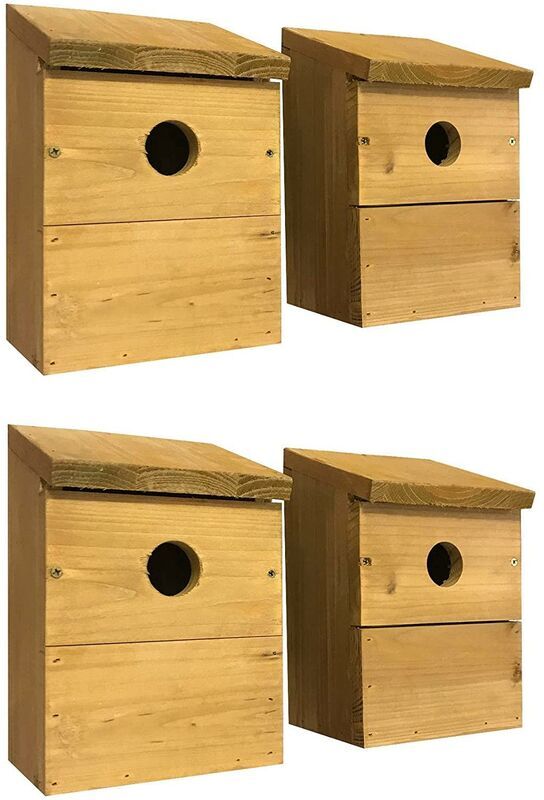Selections - Wooden Multi-Hole Wild Bird Classic Nest Birdhouse Boxes (Set of 4)
