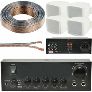 Loops - 110W Mini Stereo Amplifier System 4x Background Wall Speaker Bedroom Office aux