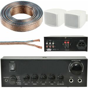 Loops - 110W Stereo Amplifier System Kit 2x Background Wall Speaker Bedroom Office aux