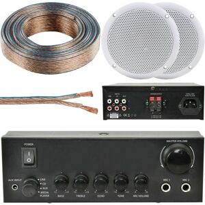 Loops - 110W Stereo Amplifier System Kit 2x Waterproof Bathroom Kitchen Ceiling Speakers