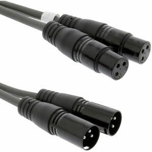 Loops - 1.5m Twin 3 Pin xlr Male Plug to 2x xlr Female Socket Cable Audio Mic Mixer Amp