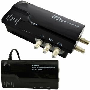 Loops - 2 Way tv Aerial Distribution Amplifier 4G Amp Splitter Booster f type Coaxial dc