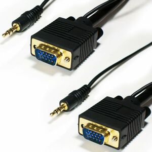 Loops - 2m pc Laptop to tv Cable vga svga 15 Pin & Integral 3.5mm Stereo Male Plug