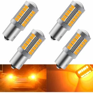 TINOR 4PCS Ambre 1156 BAU15S PY21W 5630 33SMD Ampoules led de Voiture 900LM Super Bright Feu de Clignotants Avant et Arrière Clignotants Ampoules 12-30V