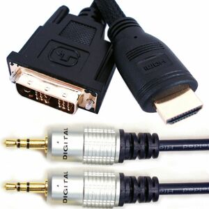 Loops - 5M pc laptop to hd tv cable kit hdmi dvi 3.5MM plug