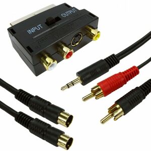 Loops - 5M pc Laptop To tv Cable Kit s Video & 3.5mm Audio To 2 rca Phono & Scart Lead