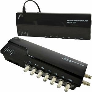 Loops - 6 Way tv Aerial Distribution Amplifier 4G Amp Splitter Booster f type Coaxial dc