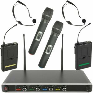 LOOPS 60m Quad Wireless Microphone Receiver System Handheld Headset UHF Karaoke Radio