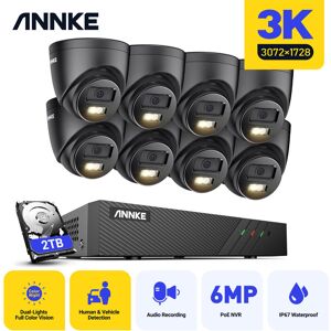 3K 8 Channel nvr Security System with 8 Cameras,AI Human/Vehicle Detection,Built-in microphone,Waterproof IP67 -2TB hdd - Annke