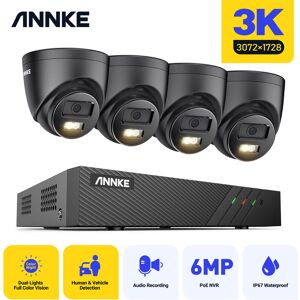 3K H.265+ Security 8 Channel nvr System with 4 Cameras,AI Human/Vehicle Detection,Built-in microphone,Waterproof IP67 - no hdd - Annke