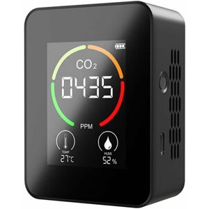 DENUOTOP CO2 Detector, CO2 Carbon Dioxide Monitor, led Display, Air Quality Temperature and Humidity Monitor for Home, Office, Gym, Car (tvoc Sensor-Black)