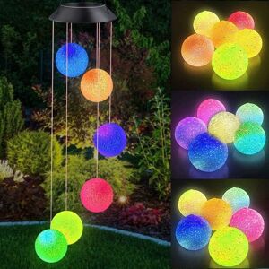 Langray - Solar Wind Chime, Indoor and Outdoor Waterproof Mobile led Color Changing Chime, Crystal Ball Wind Chimes for Garden, Party, Patio, Porch,