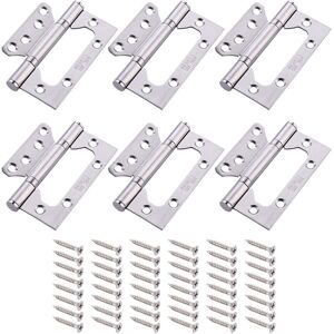 DENUOTOP Hinges 6Pcs Rustproof Brass Hinge, Heavy Duty 304 Stainless Steel Home Door Hinge, Ball Bearing Stainless Steel Hinge, for Bedroom Wardrobe, Kitchen