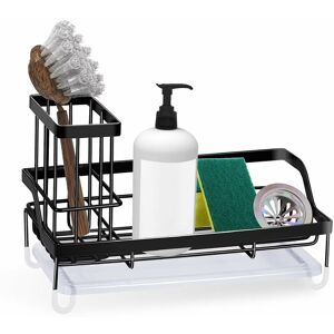 Denuotop - Kitchen Sink Storage Sponge Brush Holder Organizer for Countertop Stainless Steel,Black