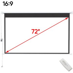 Livingandhome - 72' White 16:9 Electric Motorized Projector Screen with Remote