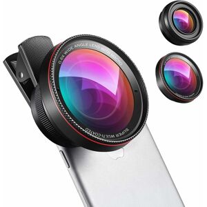 PESCE New) Phone camera lens, 0.6X super wide angle lens, 15X macro lens, 2 in 1 clip-on cell phone lens kit for iPhone, Samsung, other smartphones