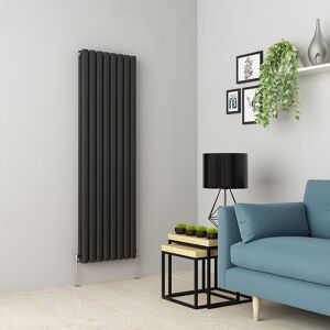 WARMEHAUS 1600 x 473mm Anthracite Double Oval Tube Vertical Radiator