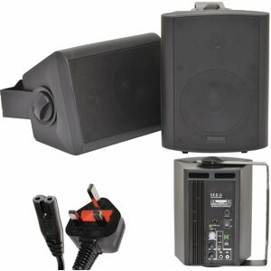 Loops - Pair of Black 60W Powered/Active Wall Speakers Satellite Stereo Home Cinema Mini