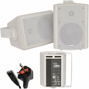 Loops - Pair of White 60W Powered/Active Wall Speakers Satellite Stereo Home Cinema HiFi