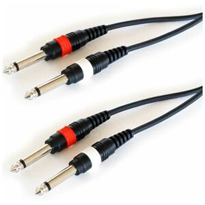 LOOPS Pro 3m Dual 6.35mm Mono Jack Plug Cable 2x ¼' Male Guitar Microphone Patch Lead