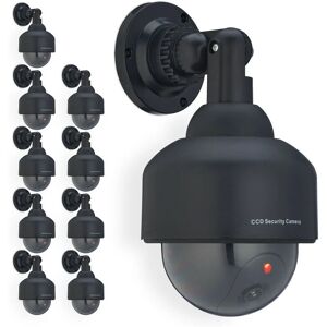 10x Dummy Camera, Flash led Light, Indoor & Outdoor, Burglar Deterrent, Security, 23.5 x 12.5 x 14 cm, Black - Relaxdays