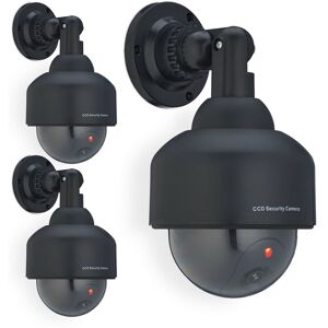 3x Dummy Camera, Flashing led Light, Indoor & Outdoor, Burglar Deterrent, Security, 23.5 x 12.5 x 14 cm, Black - Relaxdays