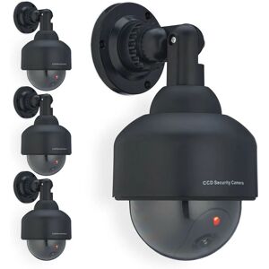 4x Dummy Camera, Flashing led Light, Indoor & Outdoor, Burglar Deterrent, Security, 23.5 x 12.5 x 14 cm, Black - Relaxdays