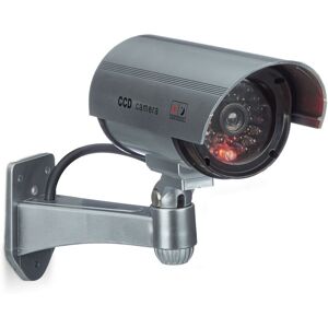 Relaxdays Dummy Camera, Flashing LED Light, Indoor & Outdoor, Burglar Deterrent, Silver