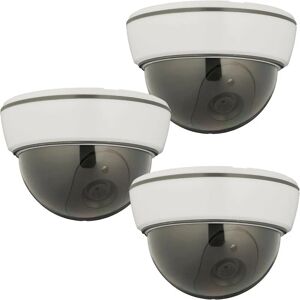 Relaxdays Set of 3 Dummy Cameras, Flashing LED Light, Indoor & Outdoor, Burglar Deterrent, Battery-operated, White