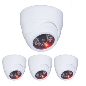 Relaxdays - Set of 4 Dummy Cameras, Flashing led Light, Indoor & Outdoor, Burglar Deterrent, 7 x 9.5 x 9.5 cm, White