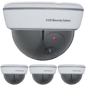 Relaxdays - Set of 4 Dummy Cameras, Flashing led Light, Indoor & Outdoor, Burglar Deterrent, 8.5 x 12.5 x 12.5 cm, White