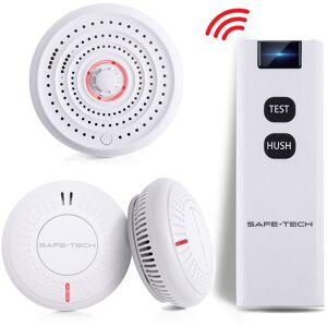 Livingandhome - safe-tech aj Series Home Interlinked Smoke & Heat Alarms with Remote Control Bundle, 10 Year Tamper-Proof Battery