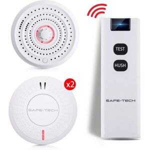 Livingandhome - safe-tech Home Interlinked Smoke & Heat Alarms Bundle, 10 Year Tamper-Proof Battery