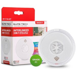 LIVINGANDHOME Safe-tech Interlinked Multi-Sensor Smoke, Heat and co Detector With 10 Years Tamperproof Battery