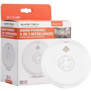 LIVINGANDHOME Safe-tech Mains Powered Multi Sensor Heat, Smoke and co Alarm With Built-in rf Module